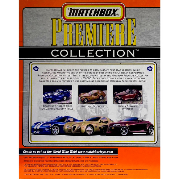 1997 Matchbox Premiere Collection Chrysler Dodge Viper Prowler Atlantic Semi MIB - Picture 9 of 13